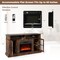58-Inch Fireplace TV Stand with LED Lights Storage Cabinets and Glass Doors
